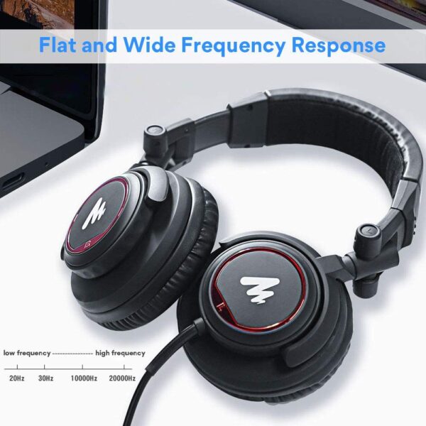 Maono AU-MH501 Professional Studio Monitor Headphone, Over Ear With 50mm Driver For Gaming, DJ, Studio, And Microphone Recording - Image 7