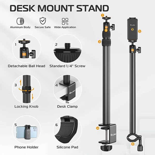 Overhead Desk Mount Stand for DSLR, DSLR & Ring Lights (Ulanzi VIJIM-LS02) - Image 5