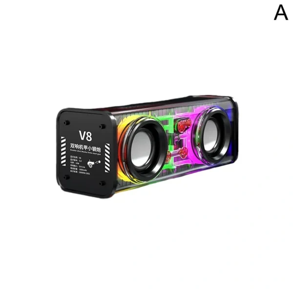 Mecha V8 Transparent 10W RGB Colorful Lights Bluetooth Speaker - Image 2